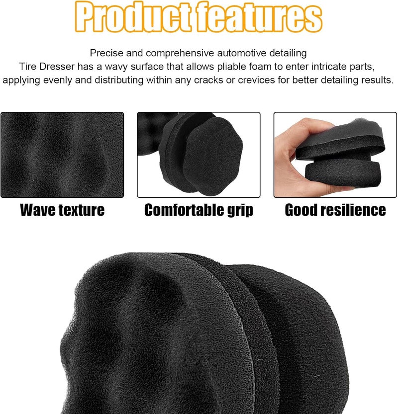 Suvnie 2 PCS Tire Shine Applicator, Reusable Foam Car Tire Dressing Applicator Pads with Ergonomic Design, Durable Automotive Detailing Sponge Tool for Applying Tire Shine (Black, Small) - Image 3